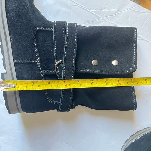 Women’s boots black suede short boots faux fur lined wrap detail 8.5 - Picture 8 of 9